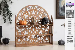 3D Wooden Gothic Display Shelf Laser Cut | Gothic Shelf |CNC Product Image 1