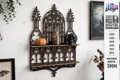 3D Wooden Gothic Display Shelf Laser Cut | Wall Decor | CNC Product Image 1