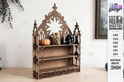 3D Wooden Gothic Display Shelf Laser Cut | Gothic Shelf |CNC Product Image 1