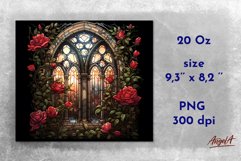Gothic window stained glass tumbler sublimation wrap PNG Product Image 2