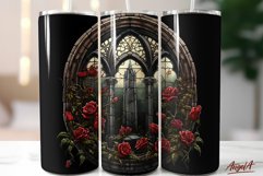 Halloween tumbler wrap with gothic window and gothic roses Product Image 1