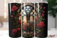 Gothic window stained glass tumbler sublimation wrap PNG Product Image 1