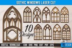 Gothic Windows Laser Cut Bundle | Layered Window Frames SVG Product Image 1