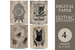Gothic Witchcraft Pages Witch, Cat &amp; Compass Product Image 1