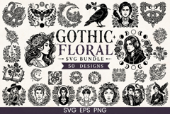 Gothic Floral SVG Bundle | 50 Dark Academia Designs Product Image 1