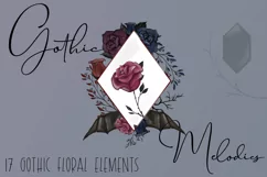 Gothic Melodies|17 Gothic Watercolor PNG Floral Elements Product Image 1
