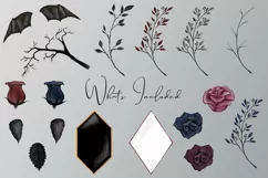Gothic Melodies|17 Gothic Watercolor PNG Floral Elements Product Image 2