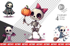Gothic Cute Skeletons Clipart Product Image 1