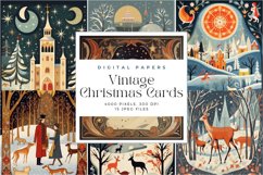 15 Gouache Vintage Christmas Cards Background Product Image 1