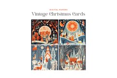 4 Gouache Vintage Christmas Cards Background Product Image 2
