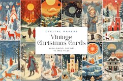 15 Gouache Vintage Christmas Cards Background Product Image 2