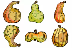 Gourd Pumpkin Harvest Thanksgiving Illustration  Collection Download by Squeeb Creative