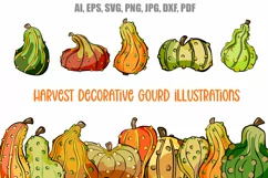 Gourd Pumpkin Harvest Thanksgiving Illustration  Collection Download by Squeeb Creative