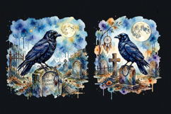 Watercolor Graveyard Raven. PNG sublimation Product Image 2