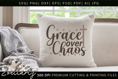Grace Over Chaos Christian Quote SVG Jesus Faith Mom T-shirt Product Image 5