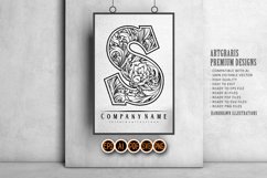 Graceful blossoms elegantly etched monogram letter s outline Product Image 1