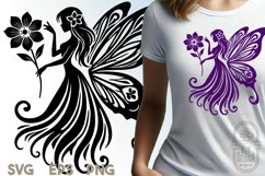 Graceful Flower Fairy Silhouette SVG File |Floral Fairy Product Image 1