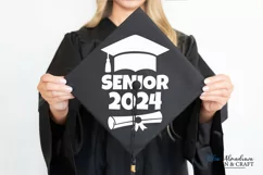 SVG design for Graduation with quote Senior 2024 and cap, diploma scroll for cut, t shirt print, as gift for graduate.  