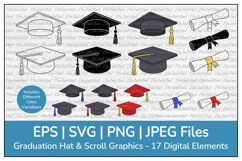Graduation Cap or Mortarboard Hat Vector Clipart Product Image 1