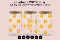 graduate 2023 daisy  libbey beer can glass full wrap svg presized template for 16oz and 20oz glass for Cricut Silhouette and sublimation