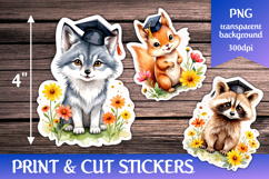 Graduation animal stickers. Perfect for scrapbooking, planners, gift tags, party favors, or decorating graduation gifts.