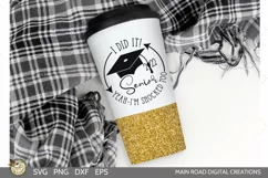 funny graduation cut file shown on a glitter tumbler mockup