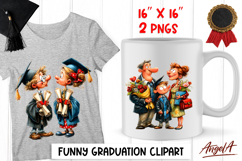 Graduation clipart Student in cap with family, boy and girl Product Image 1