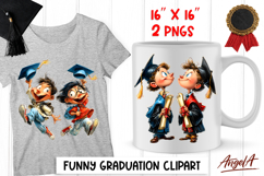 Graduation clipart Students Best friends with graduation cap Product Image 1