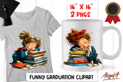 Preschool Graduation clipart cute student sleeping on books Product Image 1