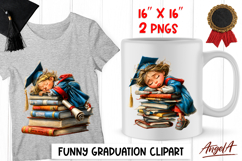 Preschool Graduation clipart cute student sleeping on books Product Image 1