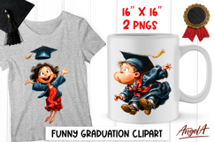 Graduation clipart boy and cute girl student with cap PNG Product Image 1