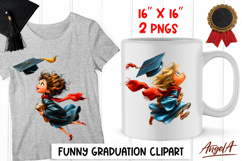 Graduation clipart Cute girl student with cap Preschool PNG Product Image 1