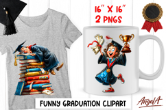 Graduation clipart Cute girl with diploma, senior and books Product Image 1