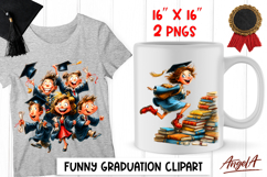 Graduation clipart Cute girl student with cap Friendship PNG Product Image 1