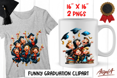 Graduation clipart Happy Seniors in graduation cap Friends Product Image 1