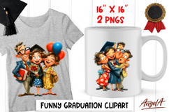Graduation clipart cute girl in graduation cap with family Product Image 1