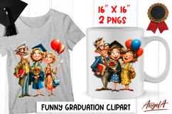 Graduation clipart cute girl in graduation cap with family Product Image 1