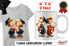Graduation clipart Seniors in graduation cap with diploma Product Image 1