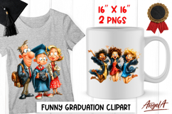 Graduation clipart Happy girls with graduation cap, Family Product Image 1