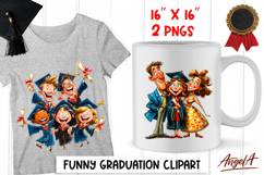 Graduation clipart group of student with cap Family PNG Product Image 1