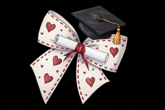 graduation heart bow, coquette bow clipart, diploma theme bow, heart design art, digital bow design, celebrate graduation bow, milestone bow art, graduation design clipart, coquette bow art, heart sublimation design