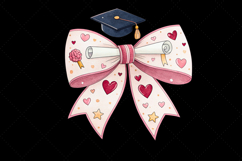 graduation heart coquette bow, coquette bow digital clipart, diploma theme bow design, heart design bow art, digital graduation heart bow, celebrate graduation bow clipart, milestone bow design art, graduation coquette bow art, heart sublimation bow clipa