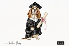 Grad Pup Basset Hound Clipart | Graduation PNG Product Image 1