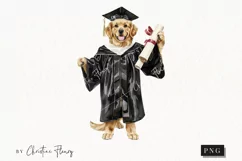 Grad Pup Golden Retriever Clipart | Graduation PNG Product Image 1