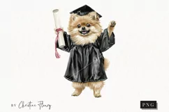 Grad Pup Pomeranian Clipart | Graduation PNG Product Image 1