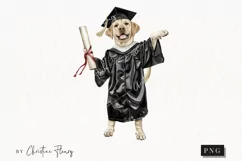 Grad Pup Yellow Labrador Clipart | Graduation PNG Product Image 1