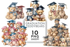 Graduation Teddy Bear Clipart | Watercolor Clip Product Image 1