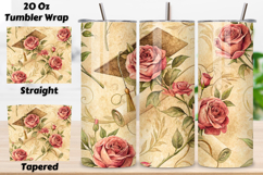 seamless tumbler wrap, graduation floral design, vintage rose wrap, antique pink flowers, diploma scroll design, 20oz skinny tumbler, tapered tumbler wrap, straight tumbler design, graduation rose art, seamless vintage design