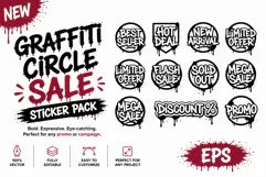 Graffiti Circle Sale Sticker Messy Badge Promo Vector Product Image 1