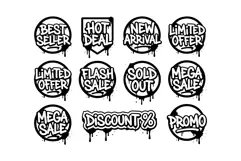 Graffiti Circle Sale Sticker Messy Badge Promo Vector Product Image 2